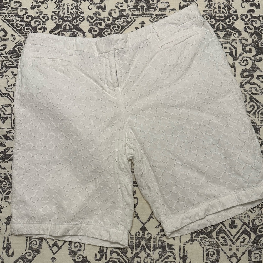 Lands' End Women's White Textured Bermudas